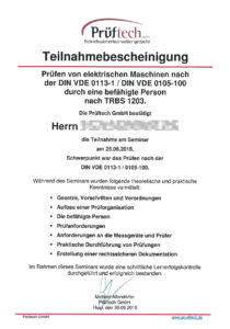 20150630 Maschinen Prüfung nach DIN VDE 0113-1 und 0105-100